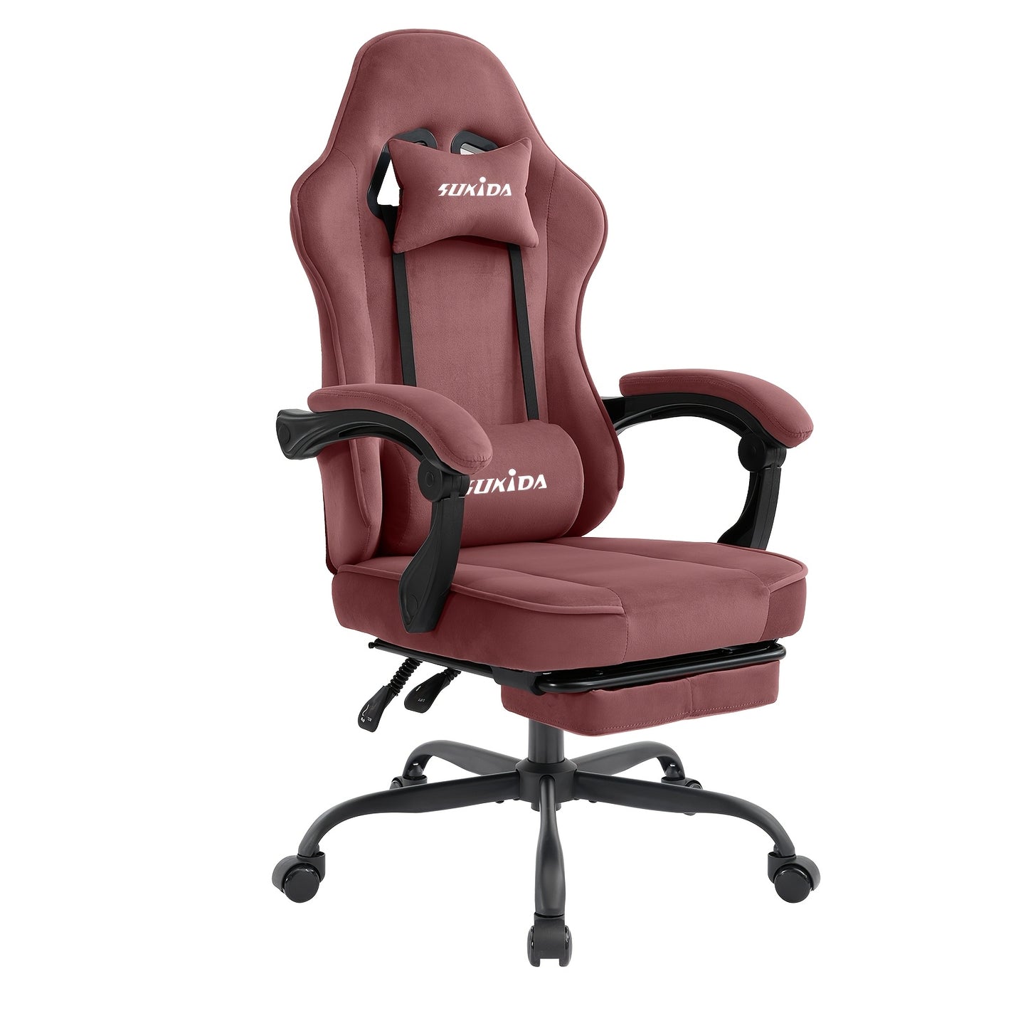 Chaise de jeu en tissu velours avec repose-pieds, chaise de jeu d'ordinateur en option, chaise de jeu vidéo, bureau et chaise rotatives, chaise de jeu d'ordinateur ergonomique grande et haute confortable, chaise de jeu disponible en noir ou gris