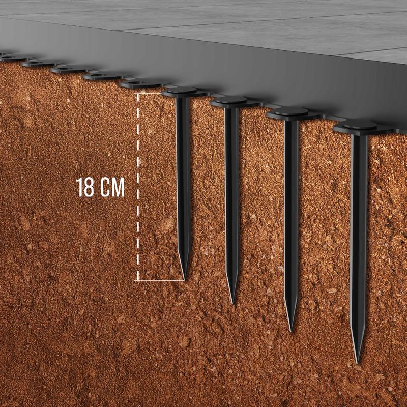Ensemble de bordure de jardin 10M bordure en plastique noir avec 20 clous, pour définir les lits, les chemins, les parterres et les bords de pelouse, flexible, résistant aux conditions météorologiques, facile à assembler et à former en n'importe quelle fo