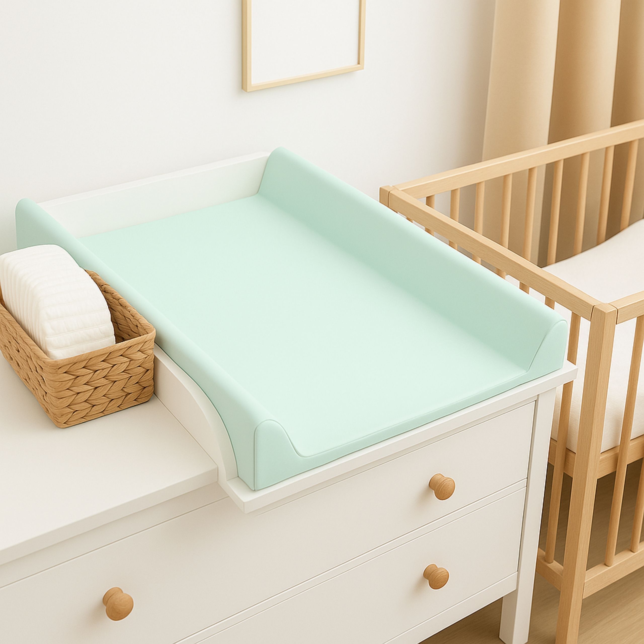 AMIKU, Matelas à langer doux pour bébés, Coussin à langer pour bébé, Mousse profilée pour changer les bébés, Coussin pour table ou commode, 50Cmx70Cm, Produit pour le soin des bébés, Sûr, Fabriqué en Europe, pour la maternelle, 100% imperméable, 100% anti