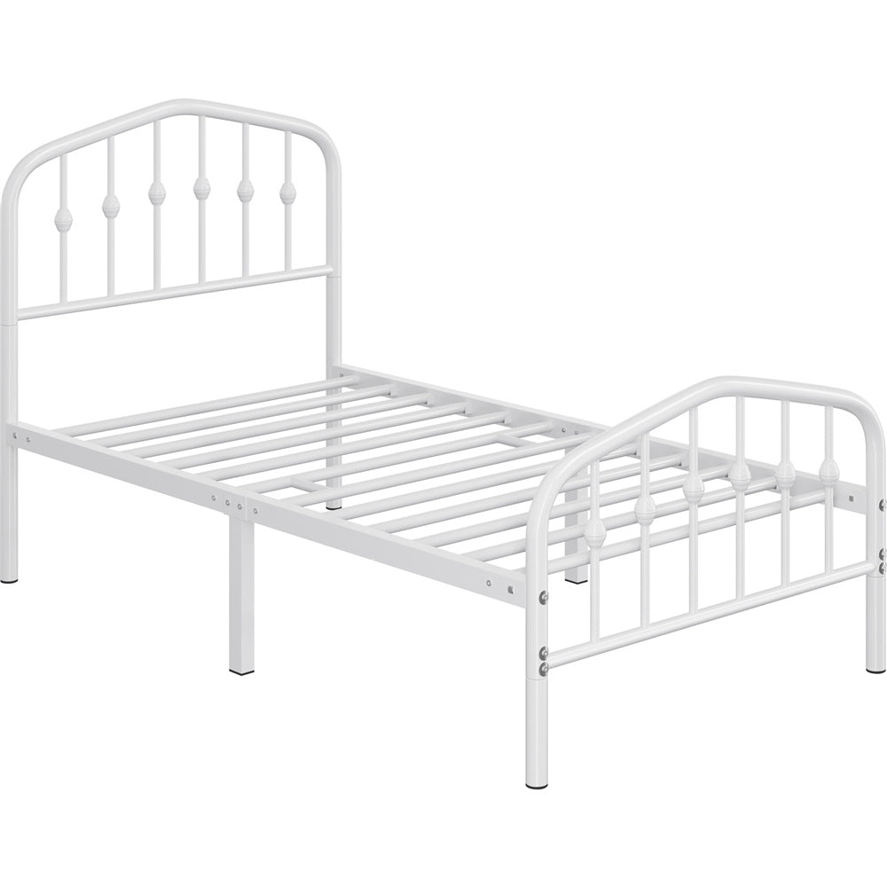 Costoffs Cadre de Lit Double en Métal Moderne - Avec Sommier à Lattes Métalliques - Espace de Rangement Sous-lit - Idéal pour Chambre, Dortoir ou Appoint - Style Industriel Intemporel