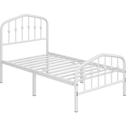 Costoffs Cadre de Lit Double en Métal Moderne - Avec Sommier à Lattes Métalliques - Espace de Rangement Sous-lit - Idéal pour Chambre, Dortoir ou Appoint - Style Industriel Intemporel