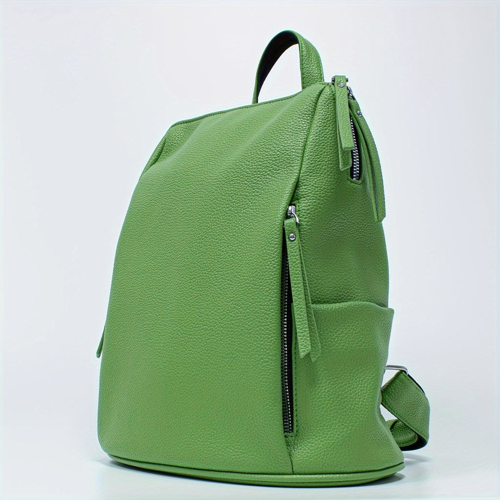 Sac à dos zippé décontracté minimaliste, sac de travail uni pour femmes, idéal pour toutes les occasions