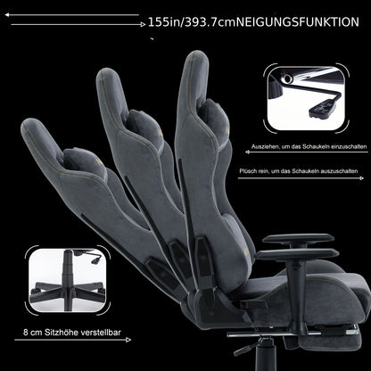 ANDYOU Chaise Gaming, Chaise de Bureau Respirante, Tissu de Haute Qualité Doux et Similar à la Fourrure Synthétique. Chaise PC Ergonomique, Chaises de Travail Pivotantes Réglables avec Repose-Pieds