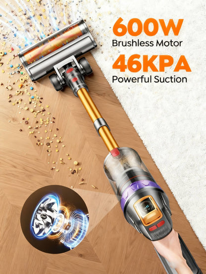 Aspirateur sans fil BUTURE VC90 Puissant 46KPA Aspirateur vertical sans balais Autonomie de 60 minutes, Capacité de 1,5L Affichage LED Brosse -nœuds, Aspirateur sans fil, Aspirateur sans fil à haute aspiration, Aspirateur pour usage domestique intensif