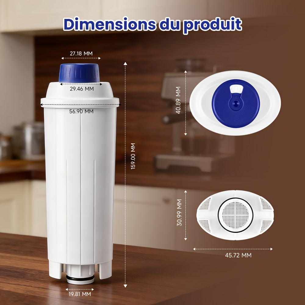 Lot de 6 filtres à eau de rechange pour DeLonghi DLSC002 | Compatibles avec les machines à café entièrement automatiques Dinamica Magnifica S, Magnifica S Eletta, Explorer ETAM, Autentica EPAM, ECAM
