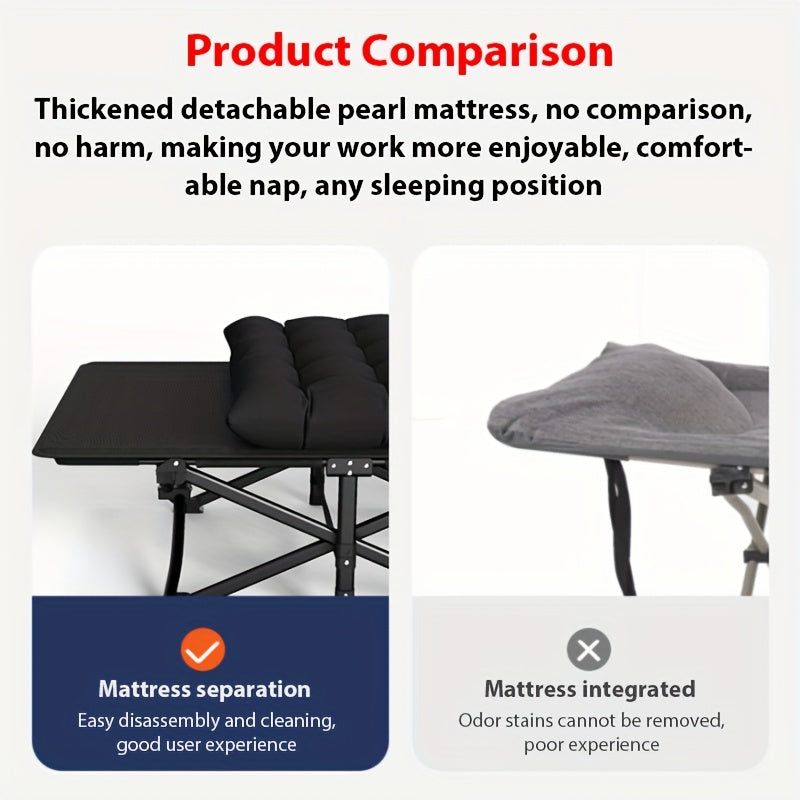 Lit Pliant de Bureau Portable - Cadre en Fer Robuste, Multi-Usage pour Maison, Bureau & Extérieur, Parfait pour les Siestes & la Détente - Compact, Moderne & Durable