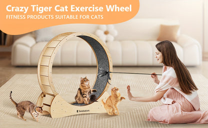 Grande Roue d'Exercice pour Chats et Chiens, Taille XL – Roue de Course en Bois pour Intérieur, Sûre et Confortable, Prévention de l'Obésité chez les Chats, Cadeau de Noël Parfait