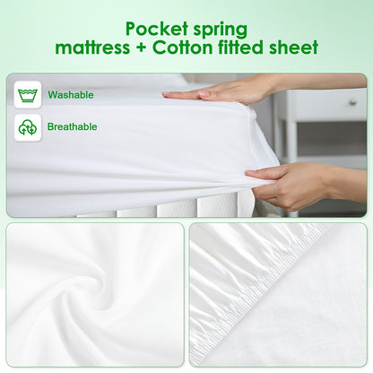 Matelas Carroltt 90x200/90x190, Hauteur 25cm/22cm, Matelas Ergonomique 7 zones, Matelas Premium à Ressorts à Sacs, Matelas à Ressorts avec Drap Housse, Niveau de Fermeté H3, Matelas pour Adultes, Cadeau Parfait