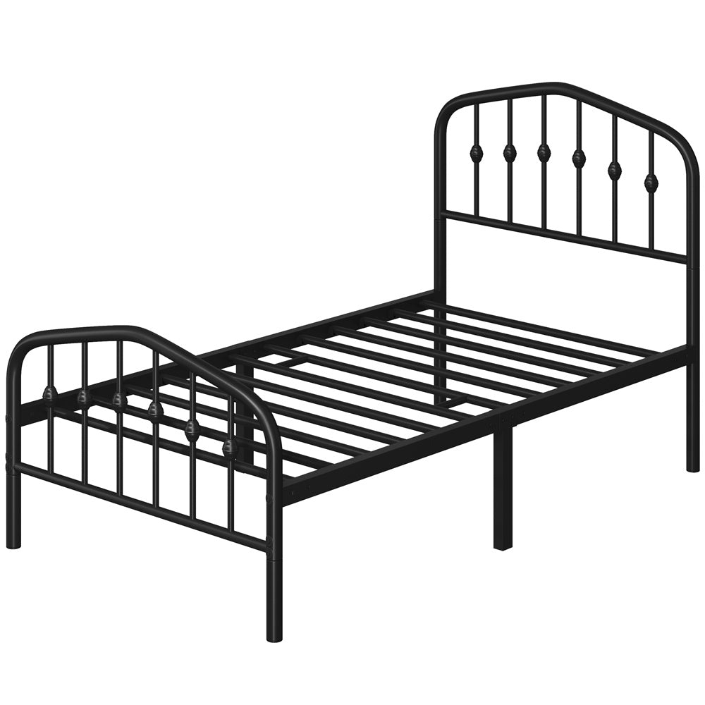 Costoffs Cadre de Lit Double en Métal Moderne - Avec Sommier à Lattes Métalliques - Espace de Rangement Sous-lit - Idéal pour Chambre, Dortoir ou Appoint - Style Industriel Intemporel
