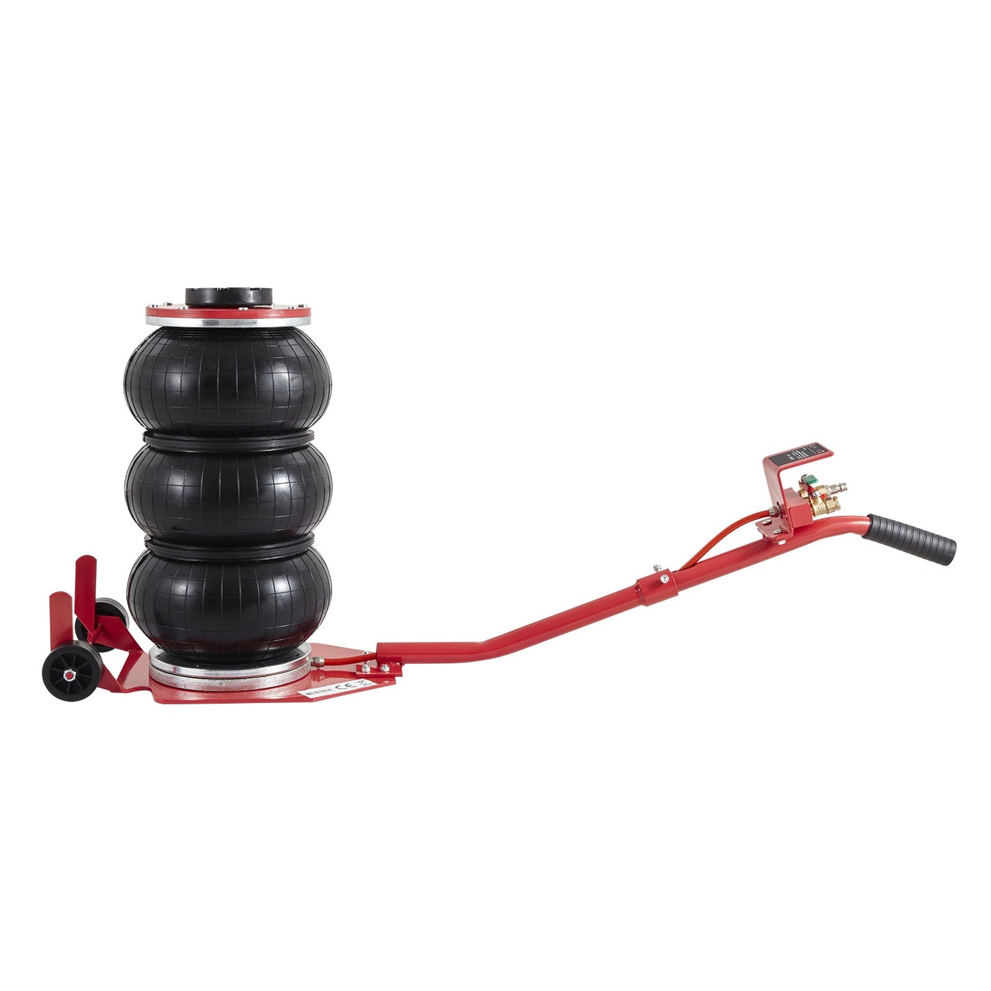 Cric à air VEVOR, cric à triple sac de 3 tonnes/6600 lbs, cric à airbag avec six tubes en acier, élévation jusqu'à 17.7 pouces/450 mm, cric pneumatique à levage rapide en 3-5 secondes, avec longues poignées pour voitures, garages, réparations, (rouge)