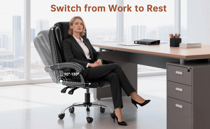 Chaise de bureau exécutive haute dossier, chaise de bureau ergonomique inclinable avec fonction d'inclinaison, chaise d'ordinateur robuste pour le travail à domicile