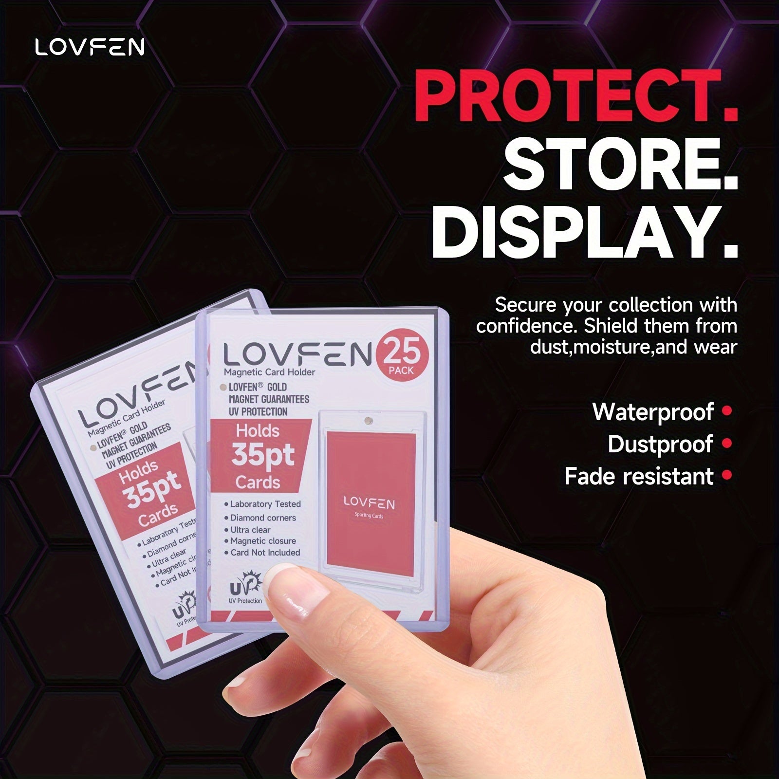 LOVFEN - 35pt Pochettes de  pour Cartes - Lot de 500 (20x25 Paquets) - Format Standard 7,62x10,16 cm - Protégez Vos Cartes de Baseball et Sportives avec Ces Pochettes en Plastique Dur Transparent