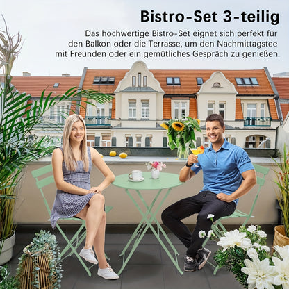 Ensemble Bistro 3 pièces, comprenant une table pliante et deux chaises de jardin, idéal pour les balcons compacts, ensemble de mobilier d'extérieur, sièges portables pour jardins et balcons