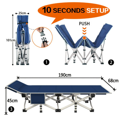 Lit de camping pliant extra large avec matelas, lit de voyage portable pour extérieur, plage, jardin, pêche, vacances, cadre en fer durable et matelas rembourré doux pour la chasse, le camping, la plage, le jardin