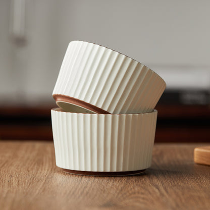 Ensemble de 4 bols de 11 cm (4,5 pouces), 400 ml, blanc perle, avec bords marron foncé dessinés à la main, ensemble de bols, vaisselle en céramique, bol à muesli, bol à petit-déjeuner, bol à dessert, bol à crème, bol à glace, bol à salade, bol à fruits, b