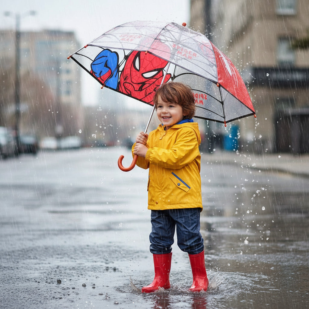 Parapluie de pluie transparent et multicolore en forme de cloche pour enfants SPIDER