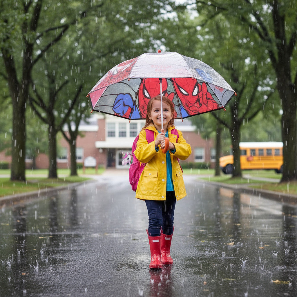 Parapluie de pluie transparent et multicolore en forme de cloche pour enfants SPIDER
