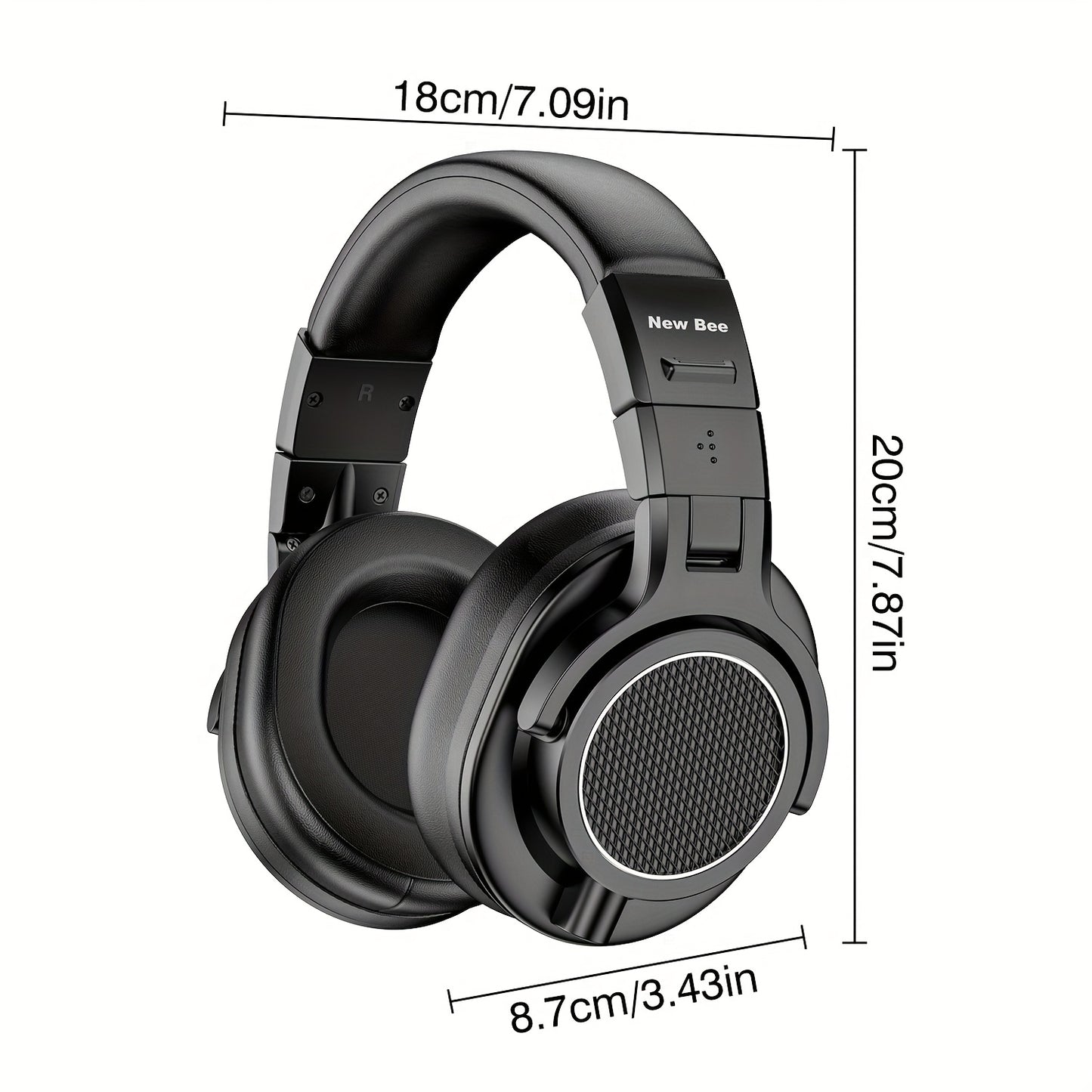 Casque de Studio Professionnel Filaire, Audio Haute Résolution, Coussinets Confortables et Doux, Adaptateur 6.35mm pour Enregistrement, Mixage, DJ et Diffusion - Noir