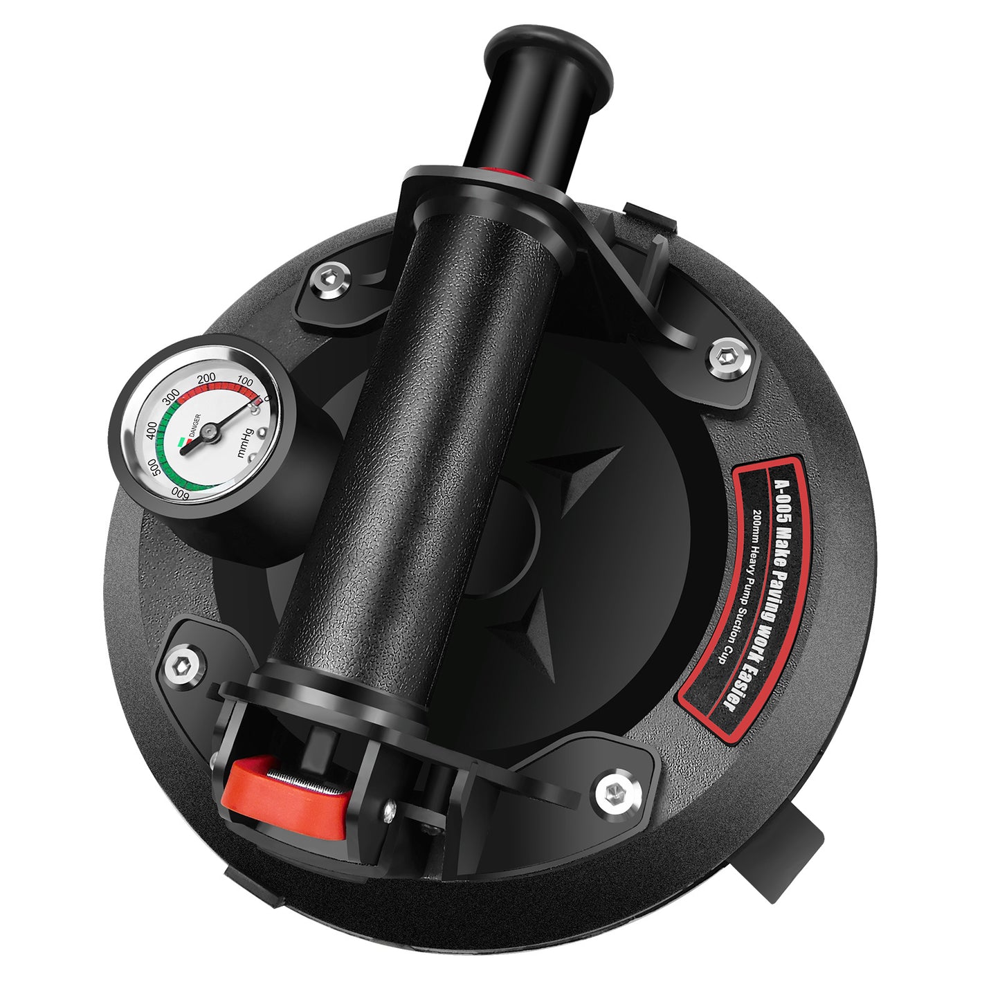 Paire 2x PACK Ventouse à vide avec manomètre, ventouse à vide robuste avec poignée, levier à ventouse pour verre, pour granit, carrelage, verre, levier à ventouse industriel noir puissant pour granit, carrelage, vitre, ventouses, leviers