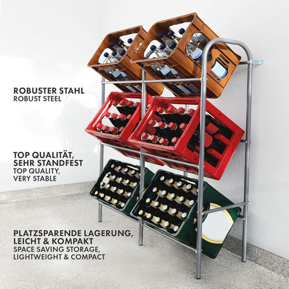 Étagère à boîtes de boissons Rocket avec fixation murale – Support à bouteilles / Support à boissons en métal – Étagère à boîtes pour boîtes de boissons – Étagère Rocket KARAT