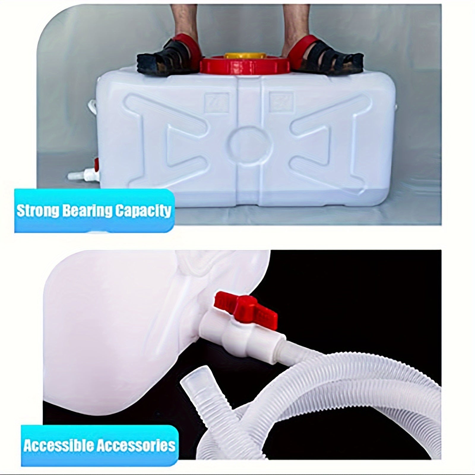 Récipient à eau horizontal portable en plastique de grande capacité pour la maison, résistant aux chutes, avec robinet pour l'eau domestique, le camping, l'extérieur, les voyages en voiture