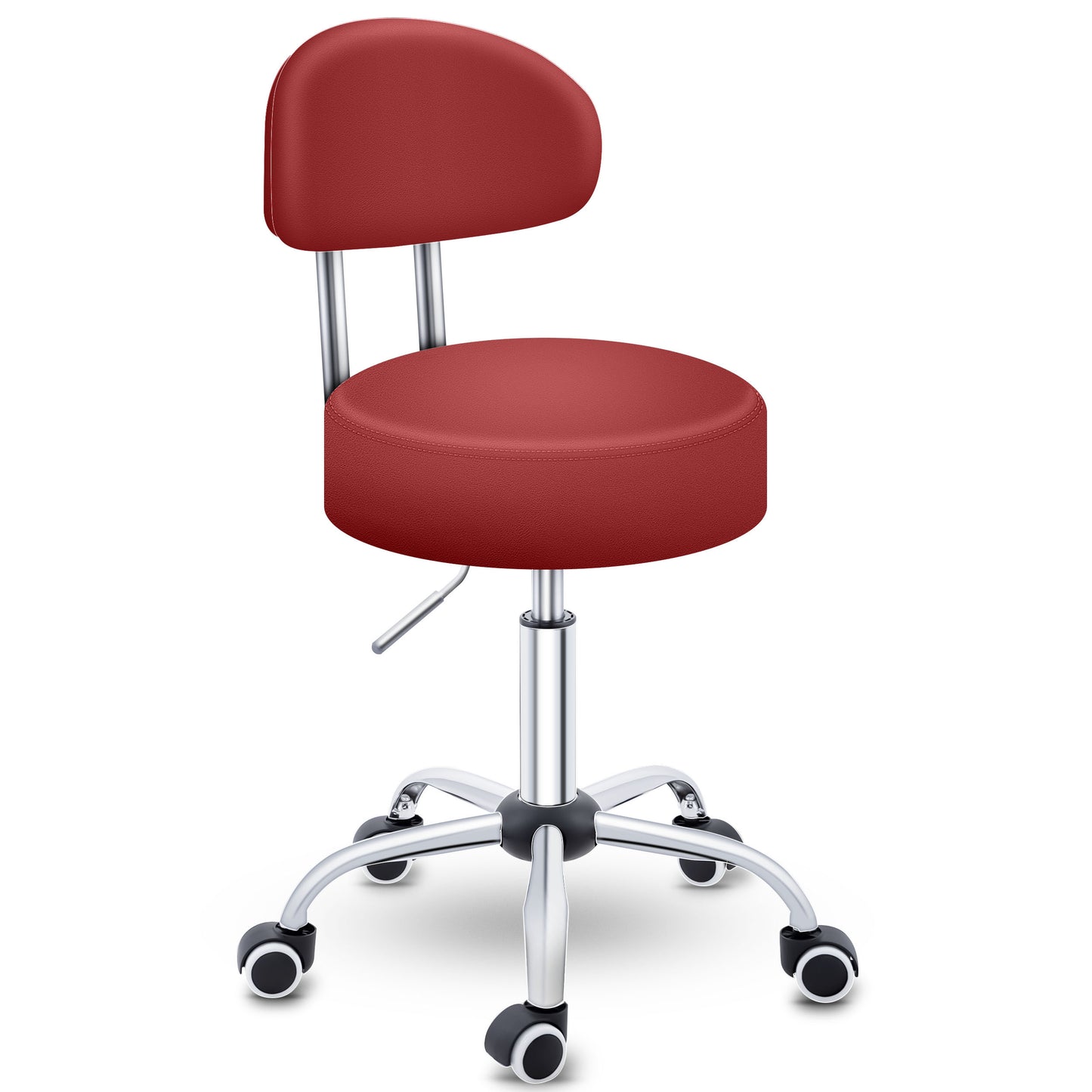 Tabouret Escalier TRESKO® avec Dossier 150 Kg | Tabouret de Travail Réglable en Hauteur 47-60 Cm | Tabouret Pivotant avec Roulettes | Tabouret Chaise de Bureau Chaise Pivotante