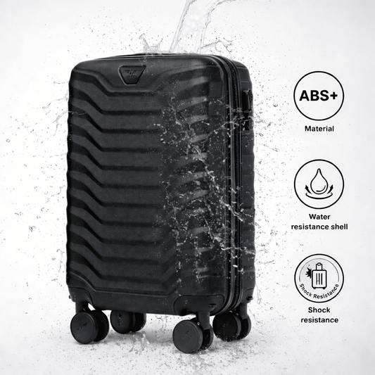 Valise moyenne ABS+ 24" / 65 × 44 × 25 cm / Bagage de voyage / POIGNÉE TÉLESCOPIQUE RÉSISTANTE AUX DOMMAGES, 4 roues PEAFLOW doubles à 360°, Couleur noire