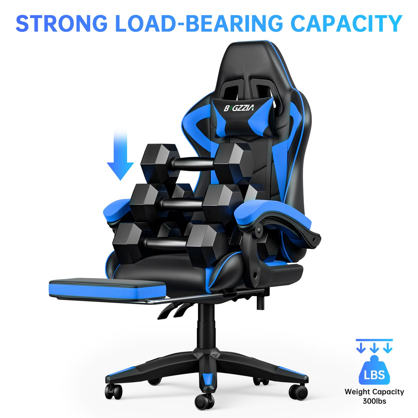 Gartistgo Chaise Gaming Ergonomique - Chaises Gaming avec Coussin Lombaire + Appui-Tête, Chaise de Bureau & Ordinateur Rehausseable pour Adultes, Filles, Garçons (Avec Repose-Pieds)