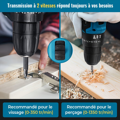 Perceuse à choc avec batterie au lithium 28V, 1350 tr/min, tournevis multifonctionnel à haute vitesse, ensemble d'outils électriques, tournevis électrique, perceuse à main