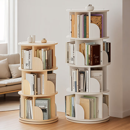 Étagère à livres rotative à 360°, 1 pièce, 3/4/5 niveaux, diamètre 46×H160cm, étagère de rangement peu encombrante pour salon, chambre, bureau, design moderne