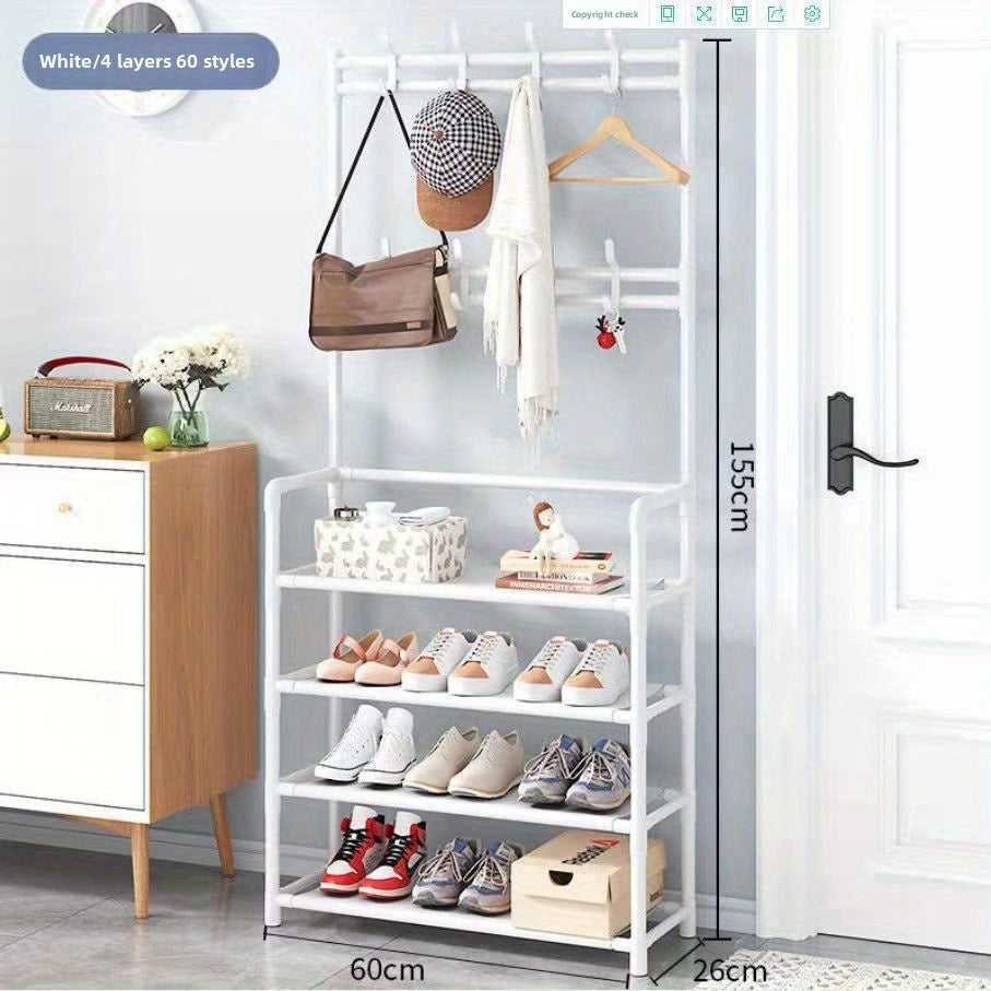 Nouveau porte-chaussures et chapeaux sur pied, porte-manteau combiné intégré pour porte, porte-chaussures ménager, cintre pour vêtements et chapeaux