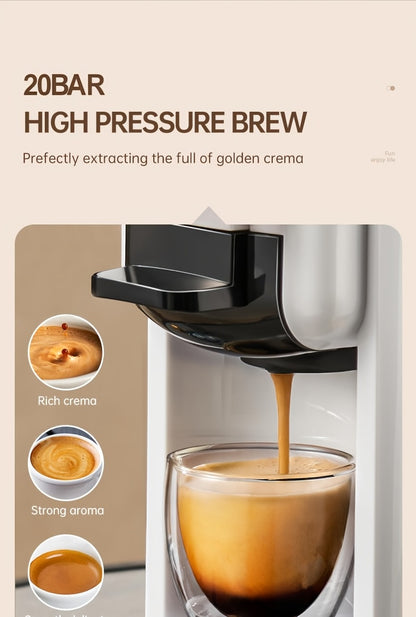 Machine à café capsule 4-en-1 Cafelffe, 20 bar automatique pour machine à café domestique avec préparation à chaud et à froid, compatible avec les capsules Nes*/DG* / les dosettes ESE / le café moulu, chauffage instantané pour une préparation rapide, tail