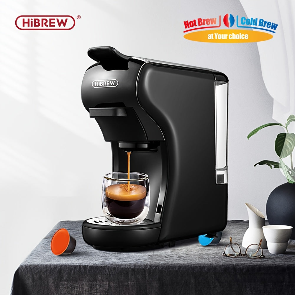 HiBREW Machine à café 4 en 1 à capsules multiples infusion chaude/froide DG Cappuccino Nes pour petites capsules ESE Pod et café moulu, cafétéria 19 bars H1A