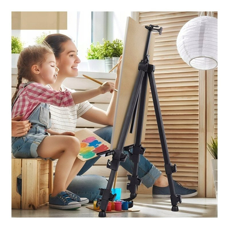 Chevalet d'art professionnel - Base trépied en métal durable avec une hauteur de 50 à 170 cm - Supports de toile multifonctionnels pour peindre sur bureau, au sol et en extérieur - Mallette portable pour studio, classe et décorations de mariage, conceptio