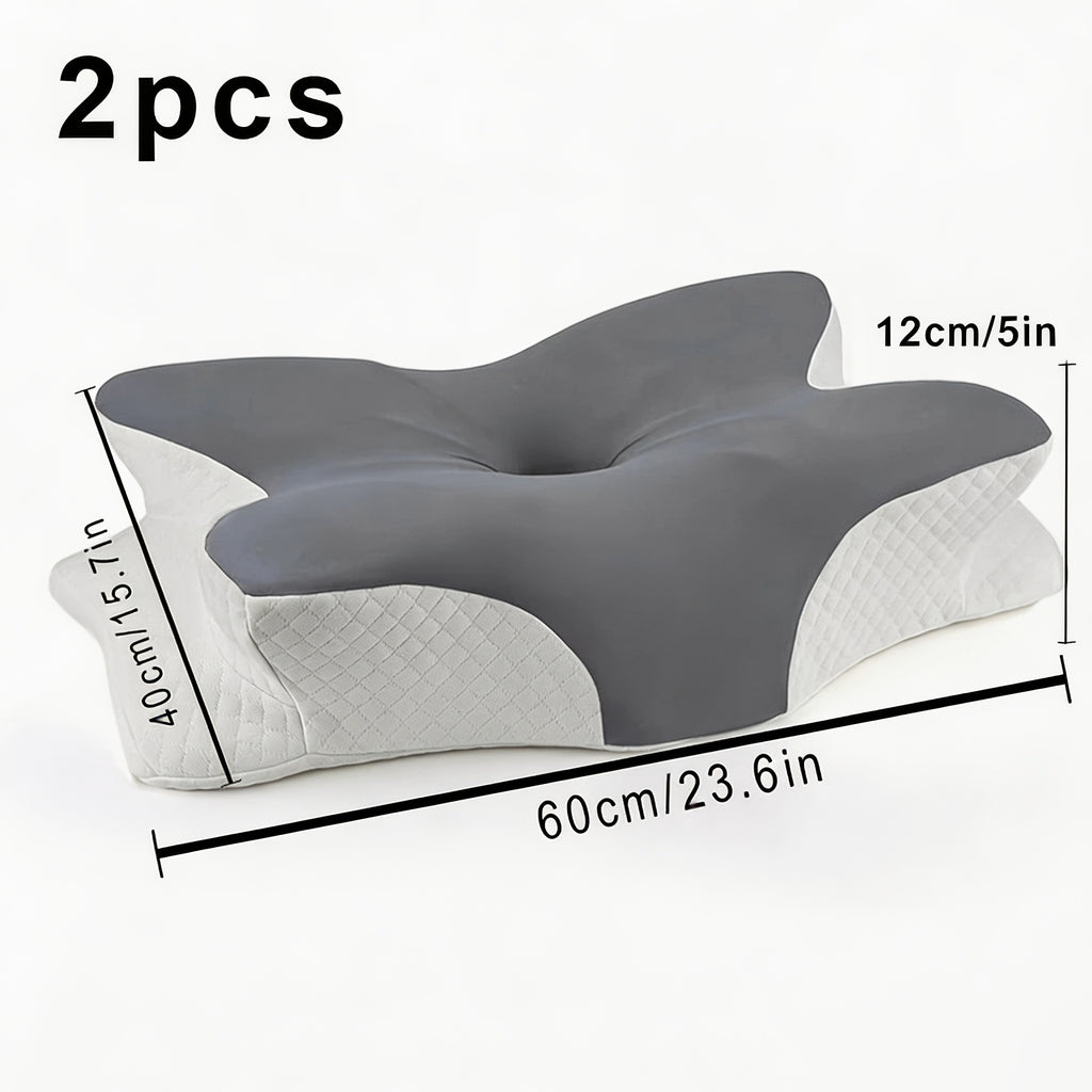 2pcs Oreiller Papillon Mousse à Mémoire de Forme Oreiller Cervical, Sommeil Profond Confortable, Tissu Respirant et Doux, Design Haut de Gamme Prendant En Compte Le Sommeil Sur Le Dossier Et Sur Le Côté, 60*40*12Cm, Cadeaux Pour La Famille Et Les Amis, En