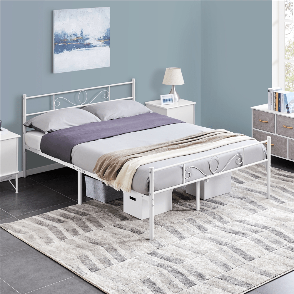 Costoffs Cadre de Lit en métal pour Adultes Grande Espace en Lattes Moderne