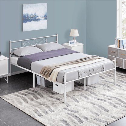 Costoffs Cadre de Lit en métal pour Adultes Grande Espace en Lattes Moderne