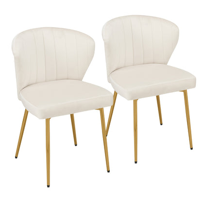 Chaises de salle à manger modernes, Fauteuil d'appoint en velours, Chaises de salon, Lot de 2, Chaise latérale rembourrée avec pieds en métal doré pour salle à manger, cuisine, coiffeuse, terrasse