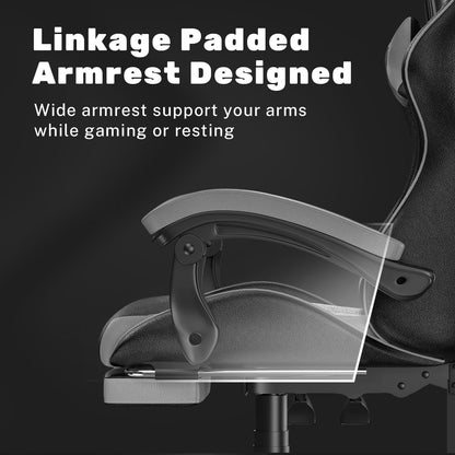 Gartistgo Chaise Gaming Ergonomique - Chaises Gaming avec Coussin Lombaire + Appui-Tête, Chaise de Bureau & Ordinateur Rehausseable pour Adultes, Filles, Garçons (Avec Repose-Pieds)