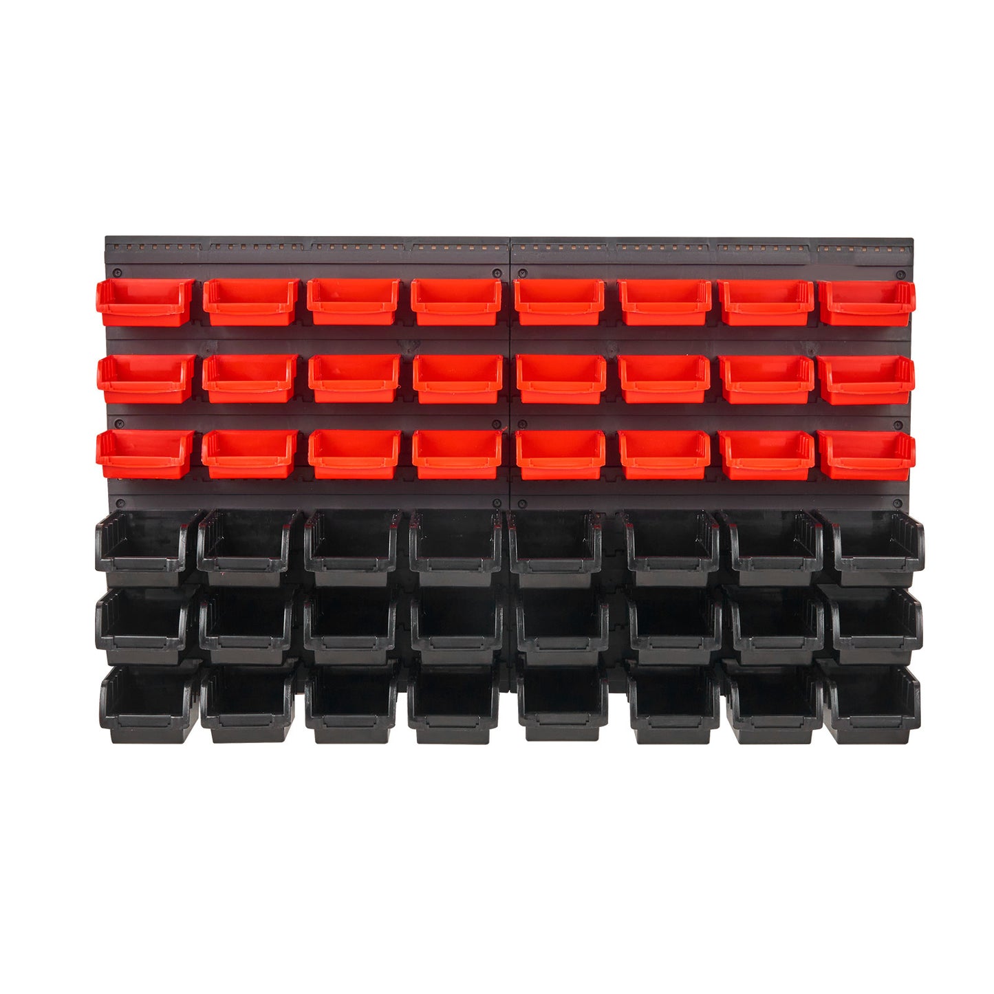 VEVOR Rangement mural pour pièces détachées, organiseur de garage à 48 compartiments en plastique avec panneaux muraux, rangement pour écrous, boulons, vis, clous, perles, boutons, autres petites pièces, noir et rouge