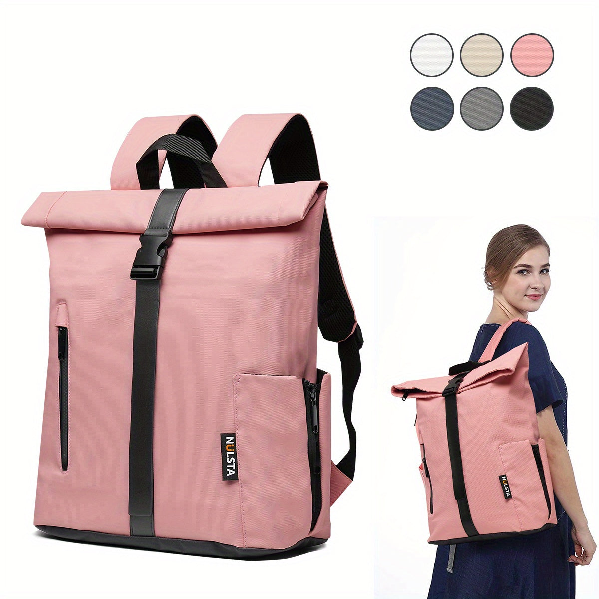 Sac à dos de voyage léger et anti-vol 20-25L pour hommes et femmes - compartiments multiples, bretelles ajustables, conception durable en coque souple en 6 couleurs « noir, blanc, gris, beige, marine, rose » - sac à dos de jour pour navetteurs pour l'écol