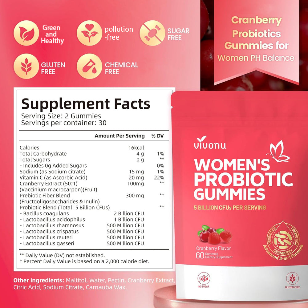 VIVONU Probiotic Fudge, canneberge Probiotic Fudge, 60 granules, 2 gélules par jour