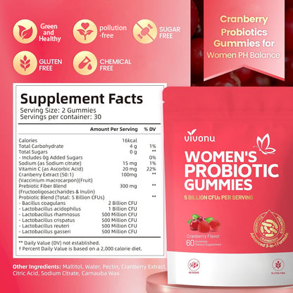 VIVONU Probiotic Fudge, canneberge Probiotic Fudge, 60 granules, 2 gélules par jour
