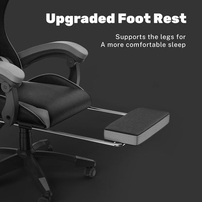 Gartistgo Chaise Gaming Ergonomique - Chaises Gaming avec Coussin Lombaire + Appui-Tête, Chaise de Bureau & Ordinateur Rehausseable pour Adultes, Filles, Garçons (Avec Repose-Pieds)