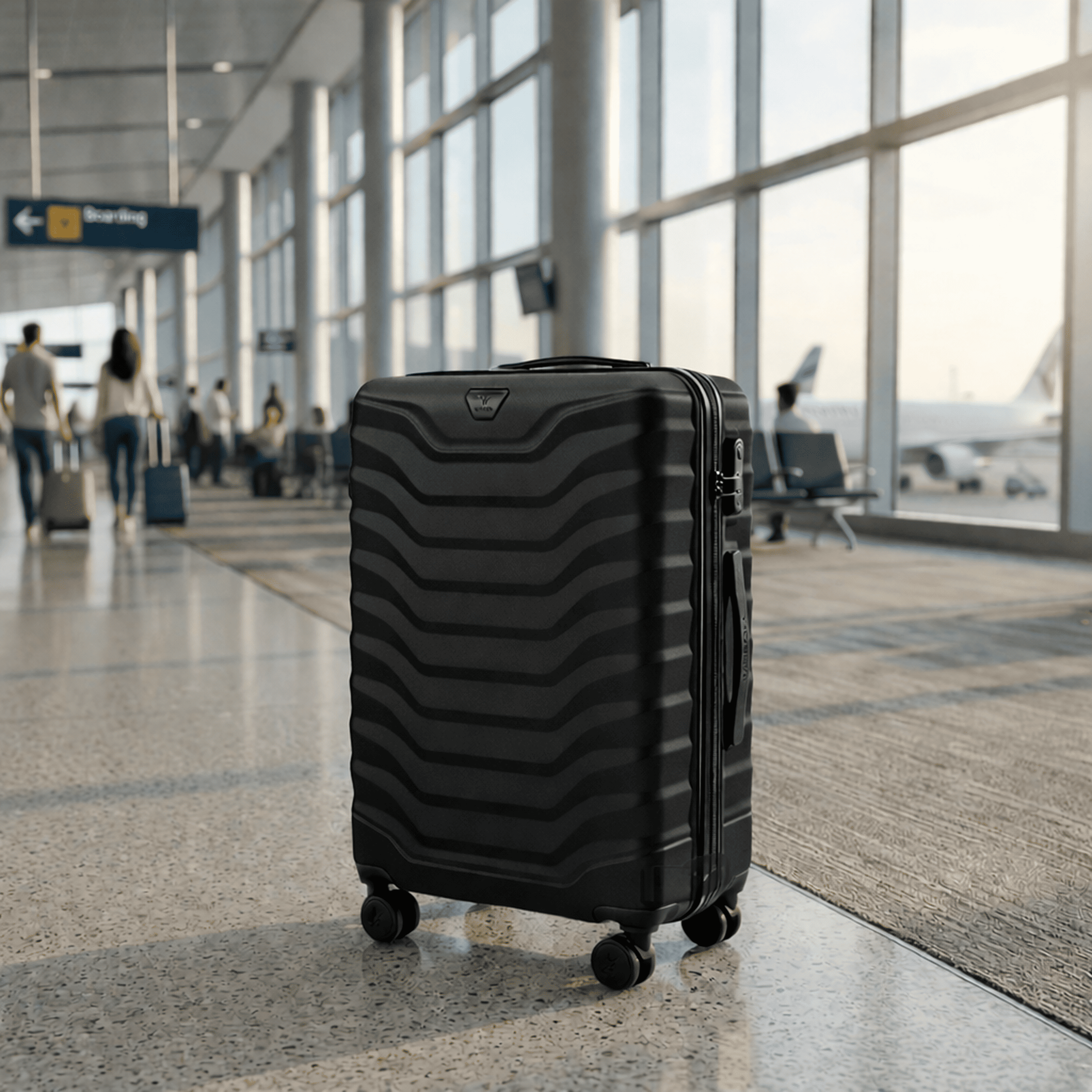 Valise moyenne ABS+ 24" / 65 × 44 × 25 cm / Bagage de voyage / POIGNÉE TÉLESCOPIQUE RÉSISTANTE AUX DOMMAGES, 4 roues PEAFLOW doubles à 360°, Couleur noire