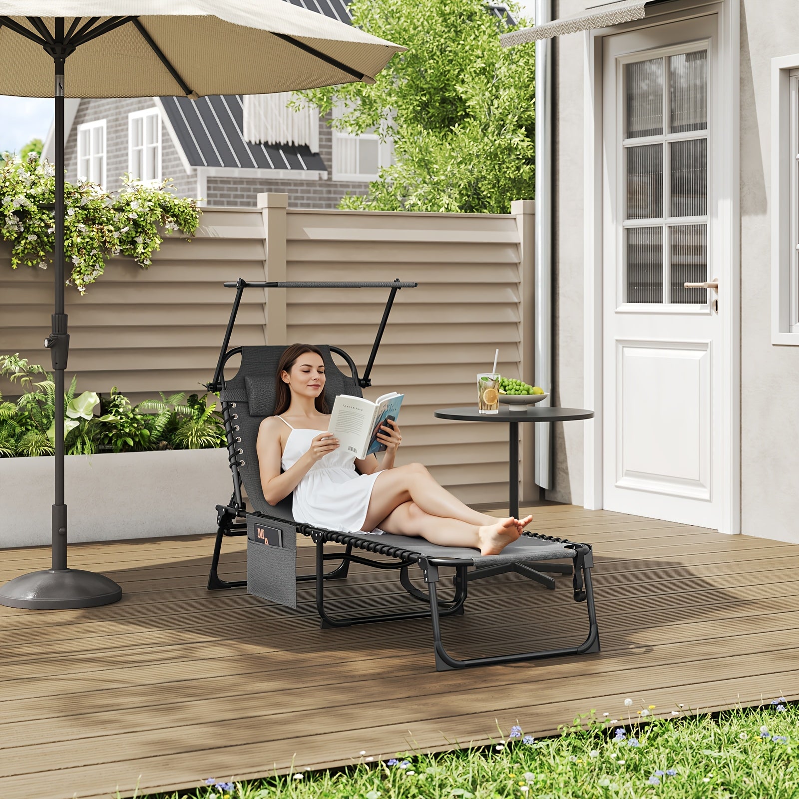 Le 1pc Chaise d'extérieur. Elle est dotée de plusieurs niveaux réglables avec coussins et espace de rangement. Elle est fabriquée en tissu Oxford double couche, résistant à l'usure et aux plis. L'intérieur est rempli de rembourrage doux.