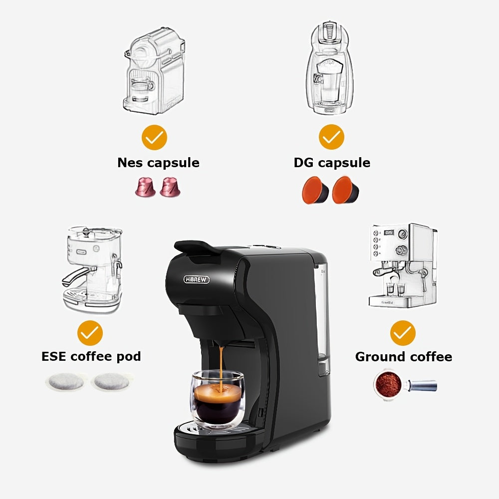 HiBREW Machine à café 4 en 1 à capsules multiples infusion chaude/froide DG Cappuccino Nes pour petites capsules ESE Pod et café moulu, cafétéria 19 bars H1A