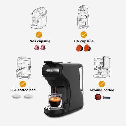 HiBREW Machine à café 4 en 1 à capsules multiples infusion chaude/froide DG Cappuccino Nes pour petites capsules ESE Pod et café moulu, cafétéria 19 bars H1A