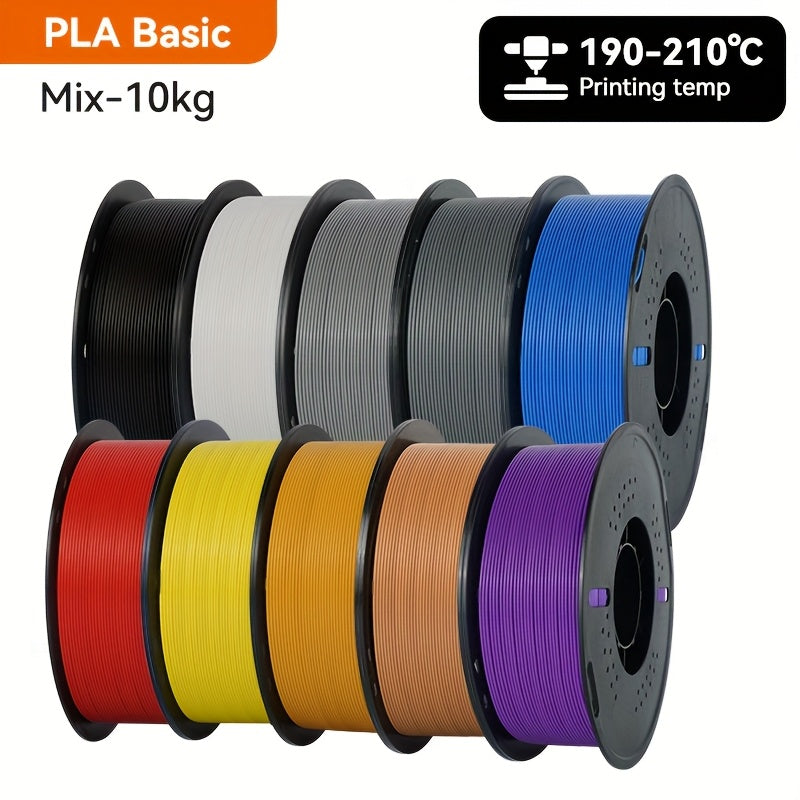 Filament d'imprimante 3D KINGROON PLA 10 kg 1,75 mm 2,2 lbs (1 kg)/rouleau, qualité sans bulles pour la plupart des imprimantes 3D FDM, matériau d'impression 3D