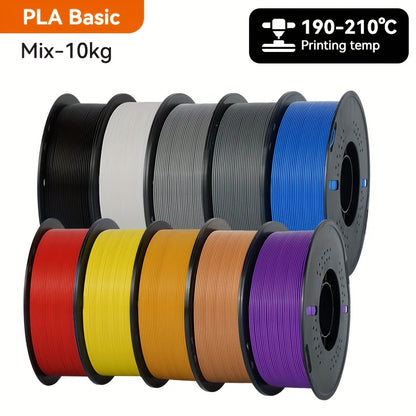 Filament d'imprimante 3D KINGROON PLA 10 kg 1,75 mm 2,2 lbs (1 kg)/rouleau, qualité sans bulles pour la plupart des imprimantes 3D FDM, matériau d'impression 3D